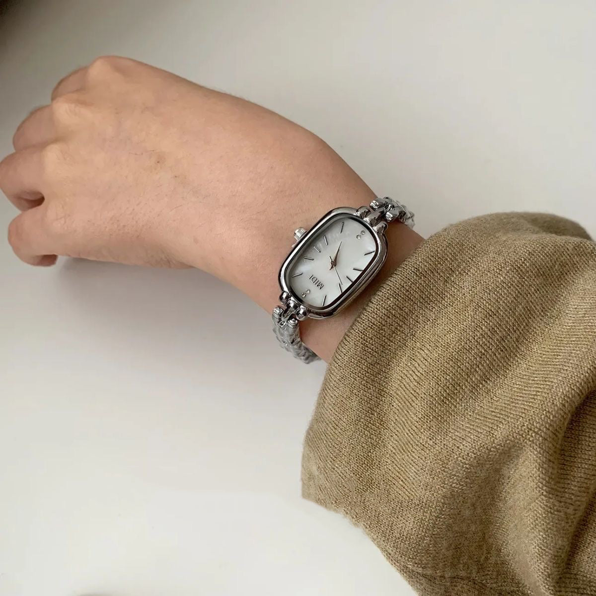 Dainty Gold/Silver Oval Mother of Pearl Bracelet Watch