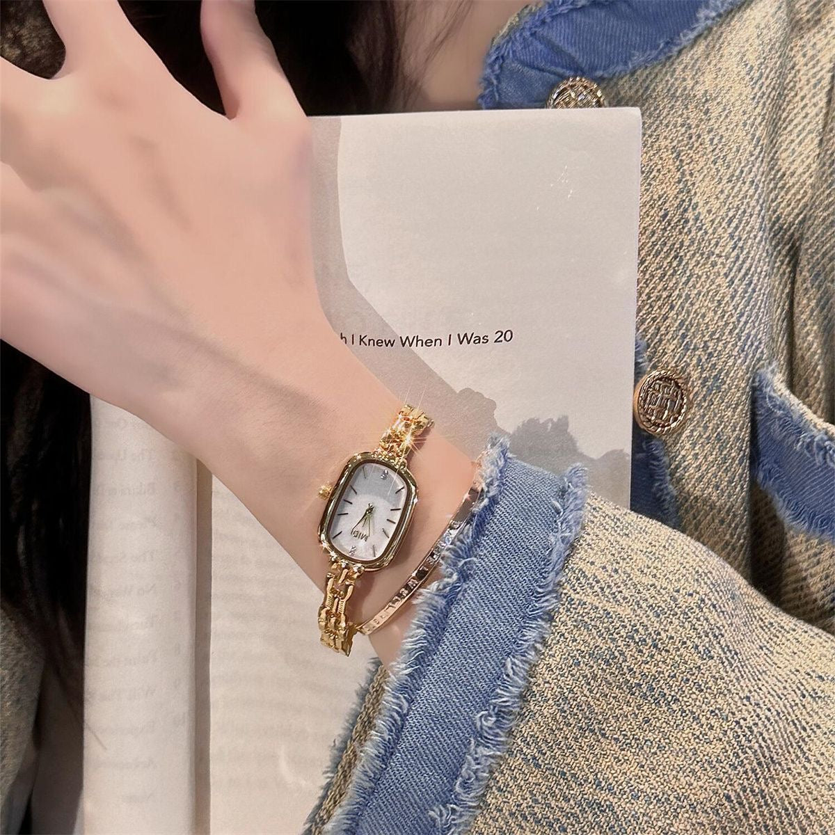 Dainty Gold/Silver Oval Mother of Pearl Bracelet Watch