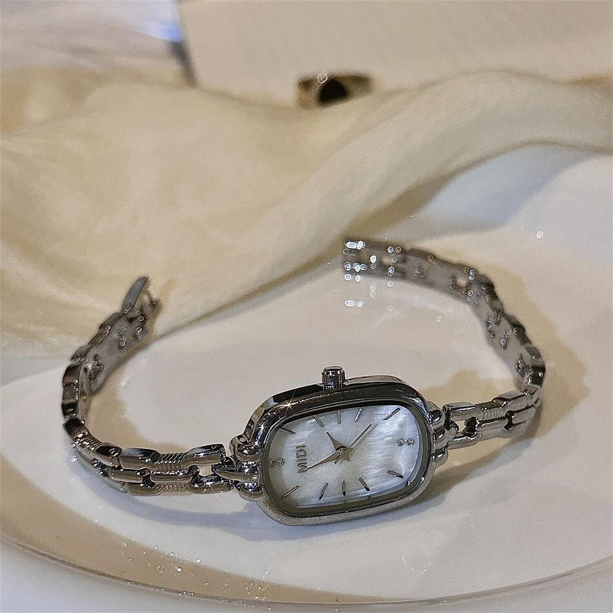 Dainty Gold/Silver Oval Mother of Pearl Bracelet Watch