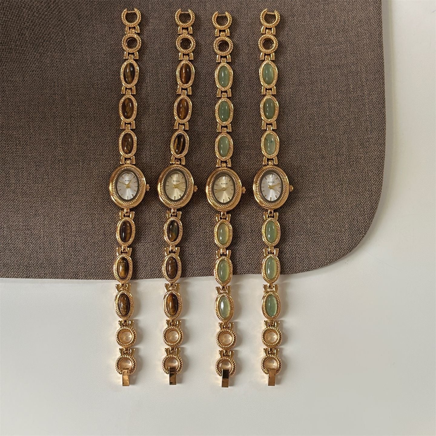 Vintage Natural Tiger’s Eye Stone Bracelet Watch