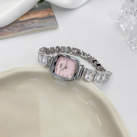 Minimalist style crystal round dial bracelet women's watch
