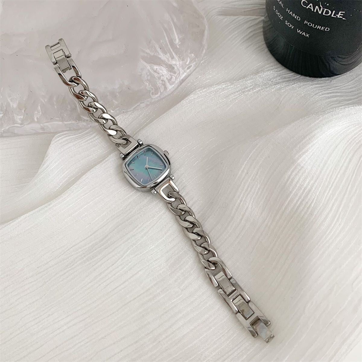 Square stainless steel elegant bracelet watch