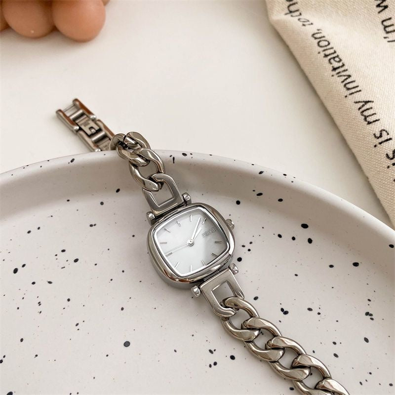 Square stainless steel elegant bracelet watch