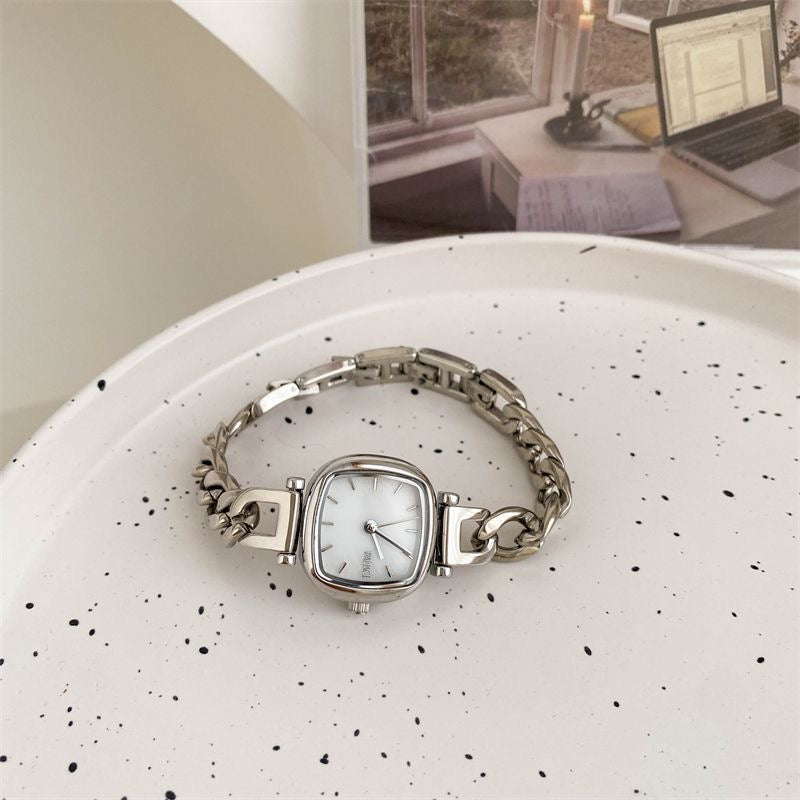 Square stainless steel elegant bracelet watch
