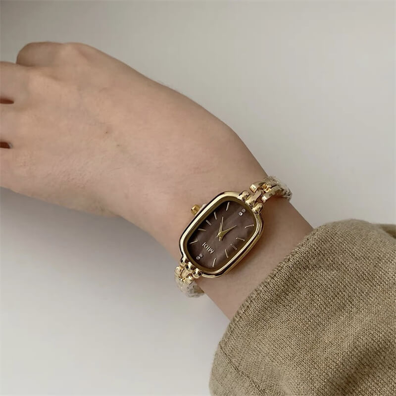 Dainty Gold/Silver Oval Mother of Pearl Bracelet Watch
