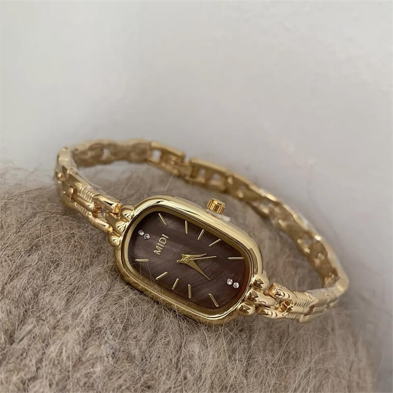 Dainty Gold/Silver Oval Mother of Pearl Bracelet Watch